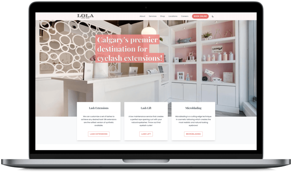 Lola Lash Bar Website Laptop
