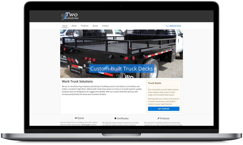 T Two Industries Website Laptop